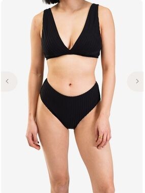 Araks Women Una Bikini Top & Ulla Hipster Bikini Bottom Small Black Swimsuit